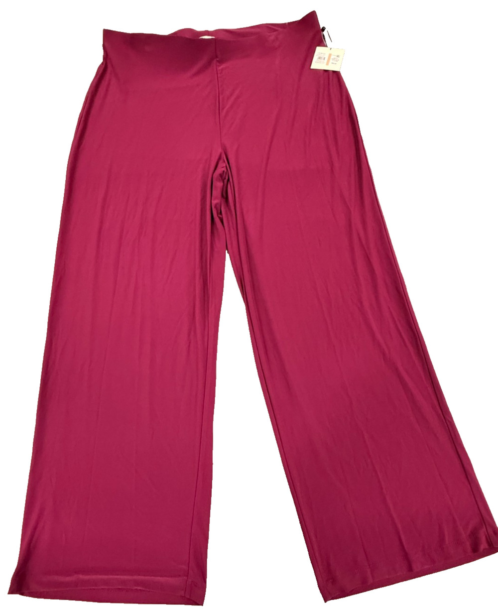 Anne Klein Plus Size 2X Wide Leg Pull On Pants Chianti Purple NWT MSRP $69